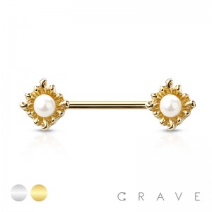 PEARL SUN ENDS 316L SURGICAL STEEL NIPPLE BAR